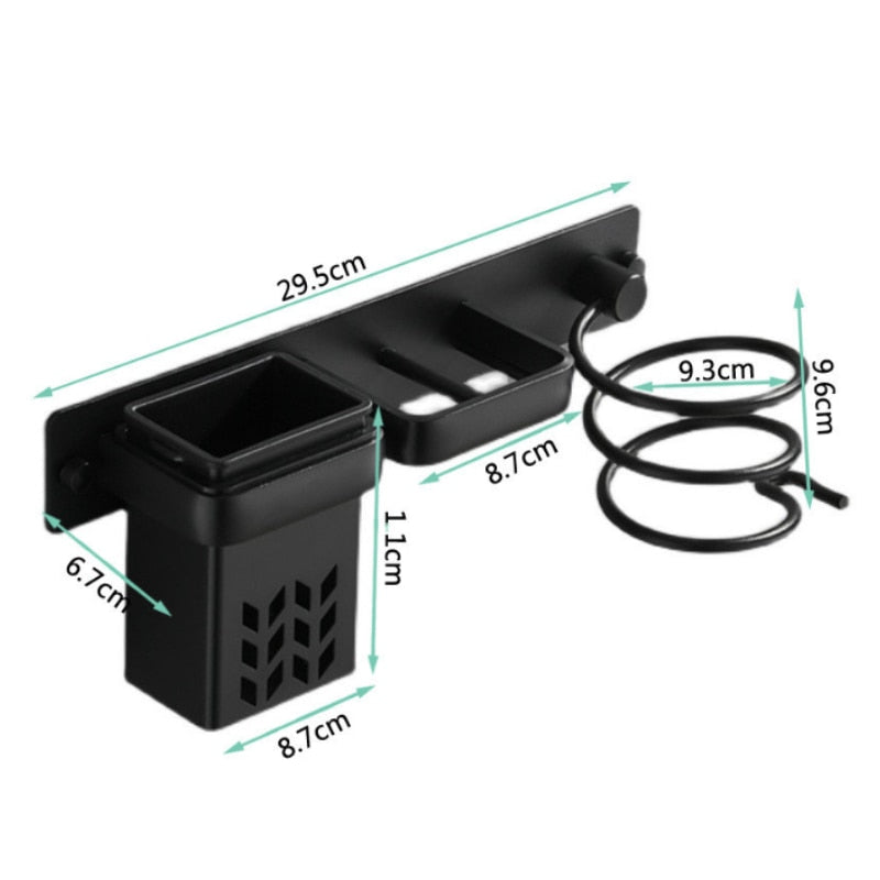 Porta Asciugacapelli Organizer Rack per Bagno Supporto per Asciugacapelli e Piastra