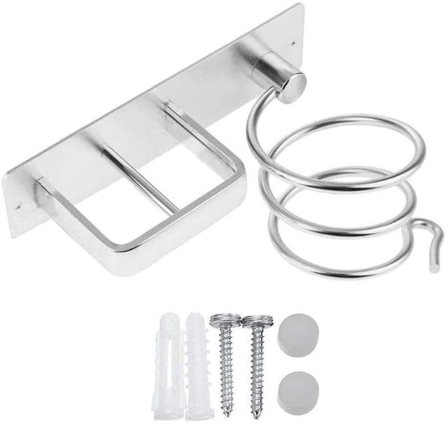 Porta Asciugacapelli Organizer Rack per Bagno Supporto per Asciugacapelli e Piastra