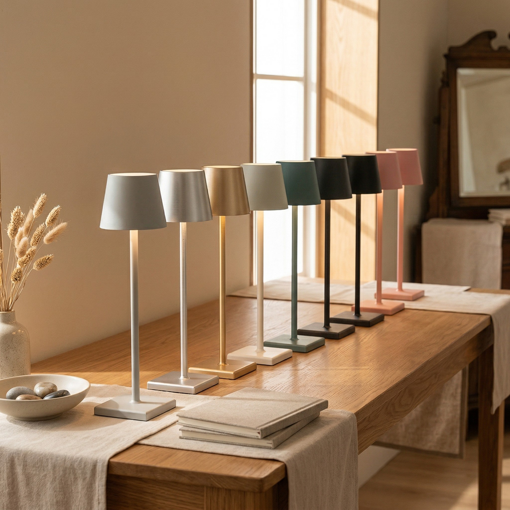 Lampada da Tavolo Ricaricabile Wireless LED Touch Design Moderno Luce Ambiente Portatile