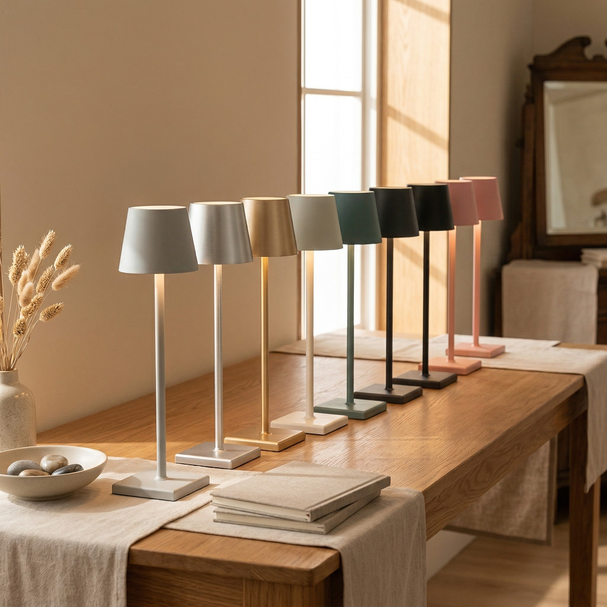 Lampada da Tavolo Ricaricabile Wireless LED Touch Design Moderno Luce Ambiente Portatile