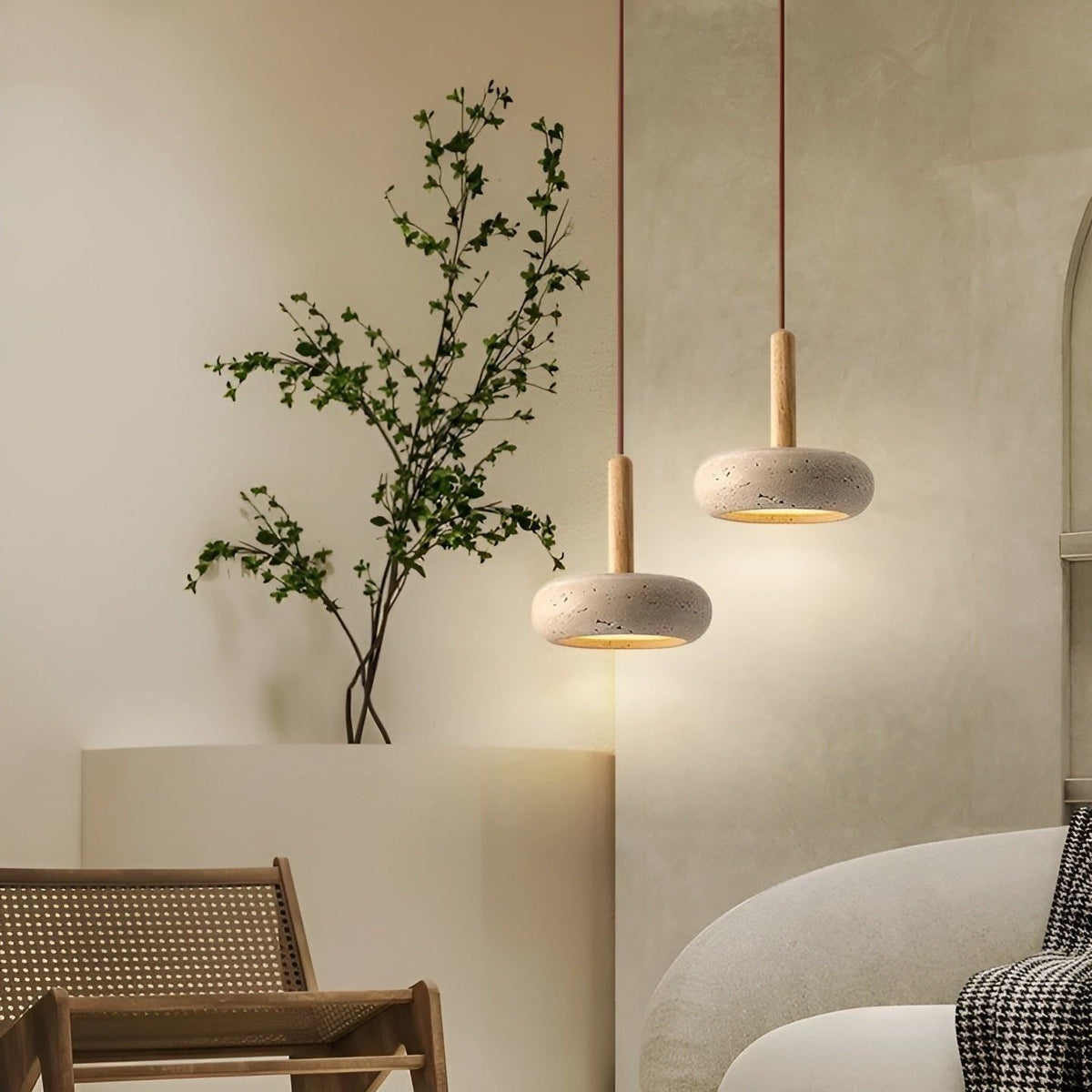HaloStone Glow - LED Retro Stein Wabi Sabi Lampada da Soffitto Giapponese