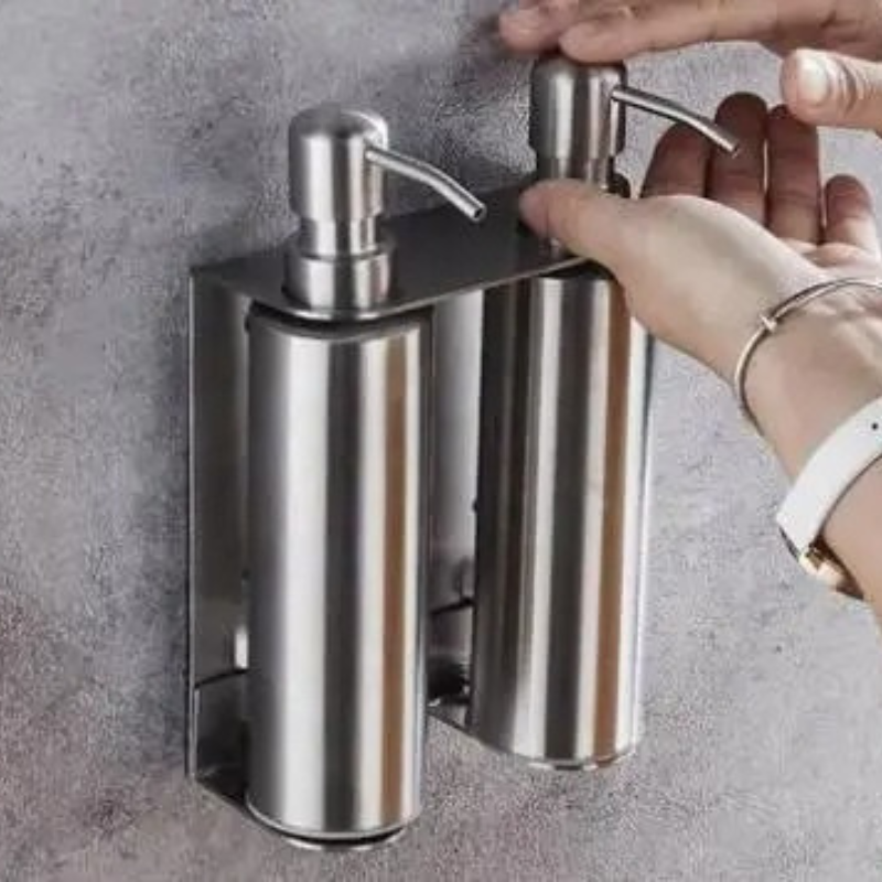 Dispenser di Sapone Liquido Manuale in Acciaio Inossidabile per Bagno Bottiglie di Shampoo