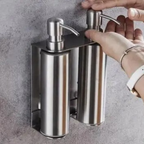 Dispenser di Sapone Liquido Manuale in Acciaio Inossidabile per Bagno Bottiglie di Shampoo