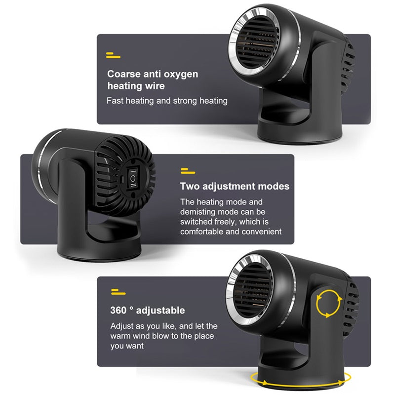 Riscaldamento Auto 12V – Riscaldatore Portatile per Auto con Rotazione a 360° e Sicurezza