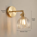Applique da Parete in Vetro a Tulipano in Ottone Vintage 1 Luce