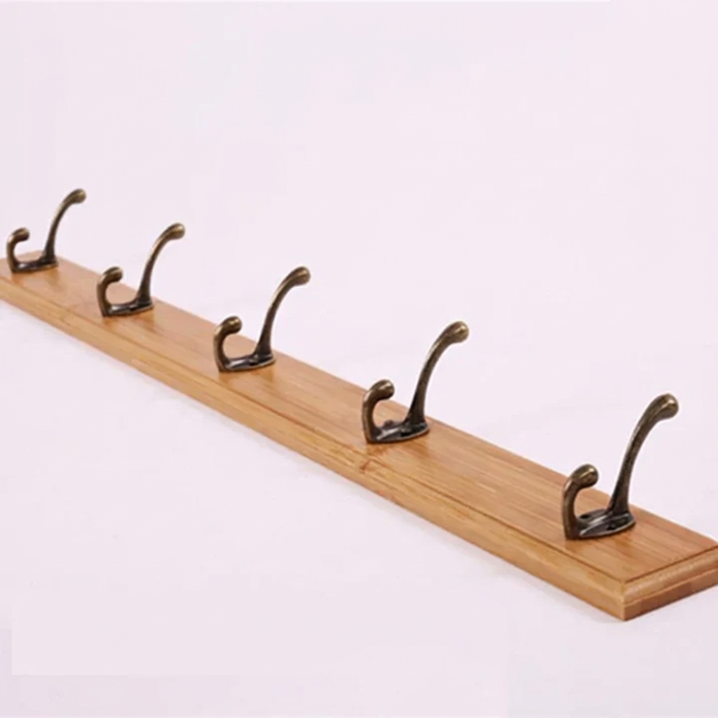 Appendiabiti da Parete in Legno Massiccio 4-5 Ganci Bianco Beige Marrone Montaggio a Muro | Appendiabiti Ingresso Corridoio Camera da Letto | Appendiabiti in Legno Scandinavo | Sansoti