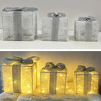 Illuminazione Natalizia LED – Set di 3 Scatole Regalo Illuminate per Interni ed Esterni