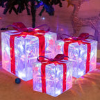 Illuminazione Natalizia LED – Set di 3 Scatole Regalo Illuminate per Interni ed Esterni