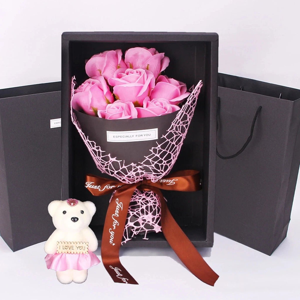 HOMEBLOOM – Bouquet di Rose Artificiali con 7 Teste per San Valentino e Decorazione d'Interni