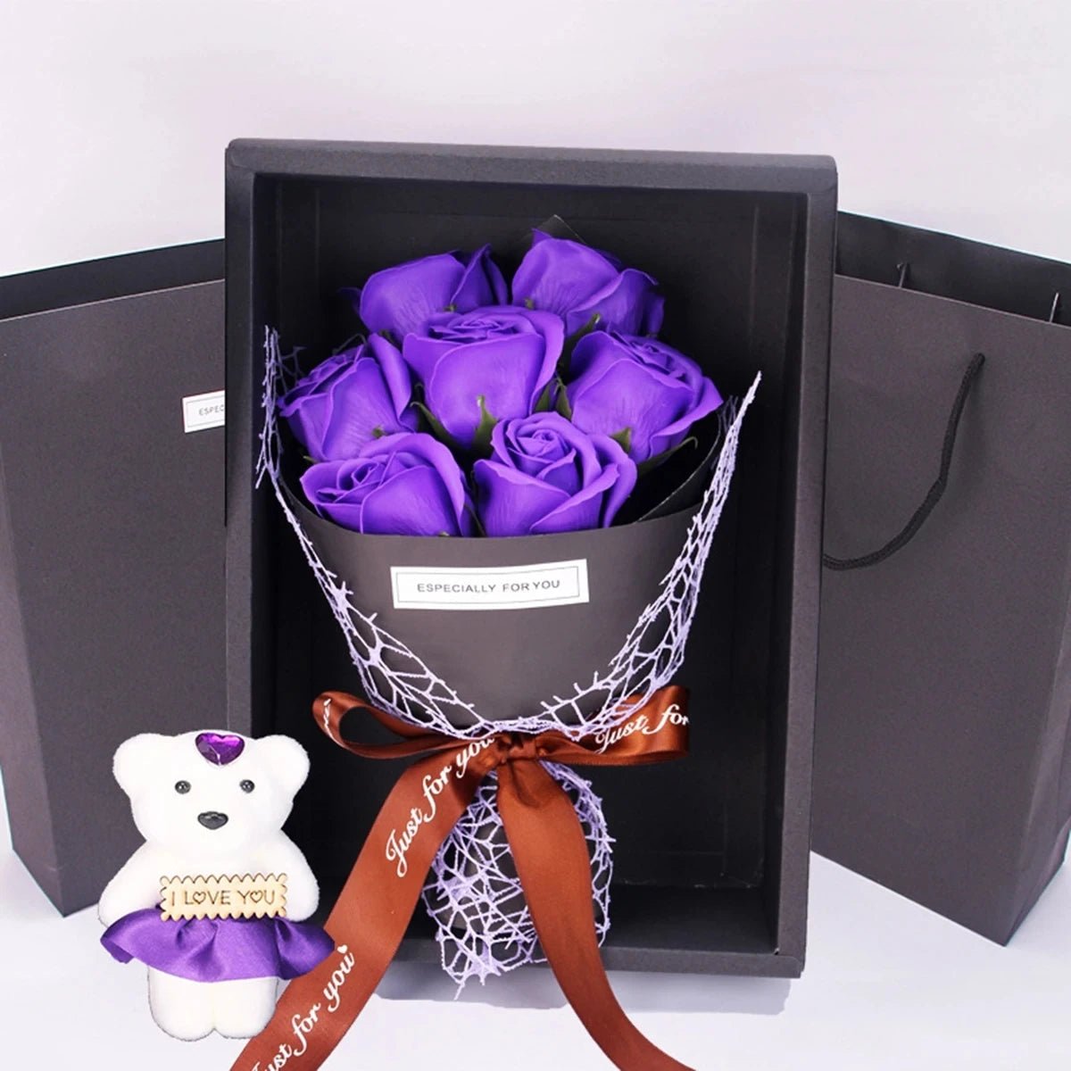HOMEBLOOM – Bouquet di Rose Artificiali con 7 Teste per San Valentino e Decorazione d'Interni