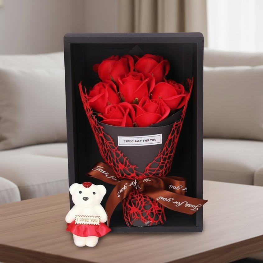 HOMEBLOOM – Bouquet di Rose Artificiali con 7 Teste per San Valentino e Decorazione d'Interni