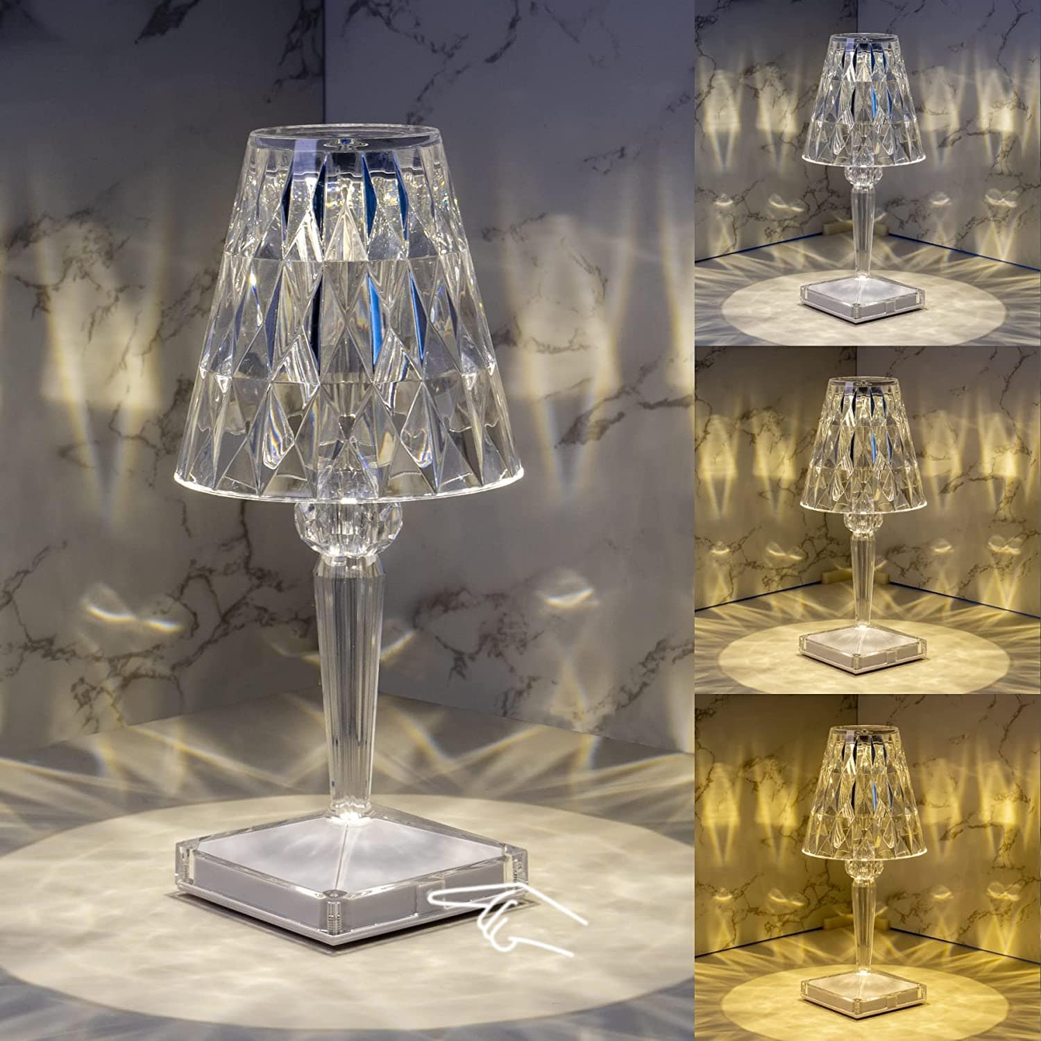 Lampada da Tavolo LED in Cristallo | Design Elegante a Diamante