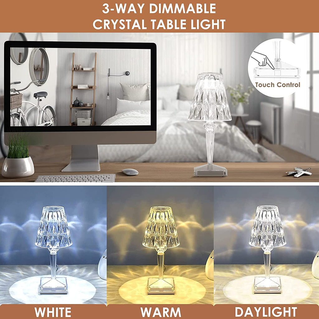 Lampada da Tavolo LED in Cristallo | Design Elegante a Diamante