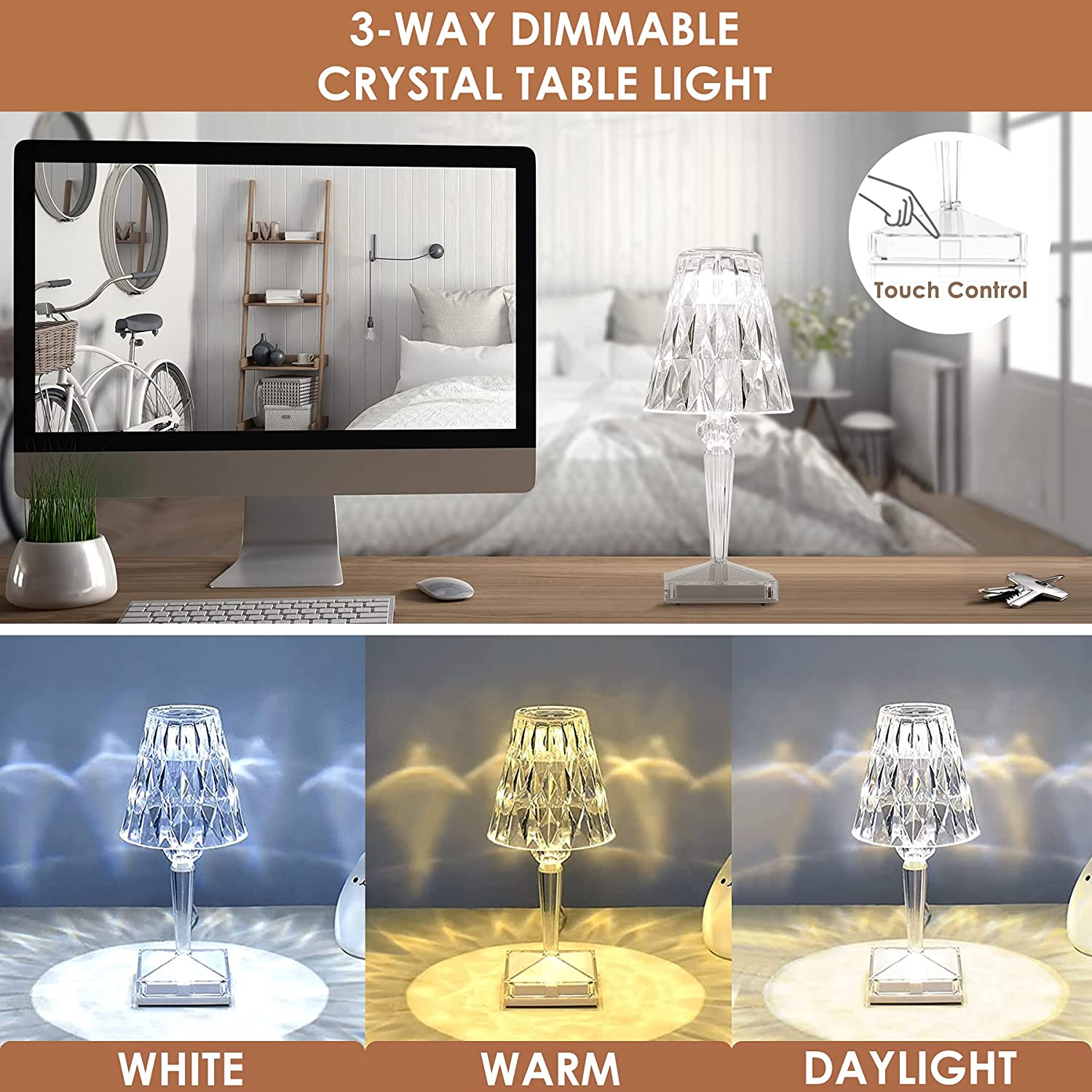 Lampada da Tavolo LED in Cristallo | Design Elegante a Diamante