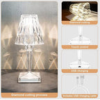 Lampada da Tavolo LED in Cristallo | Design Elegante a Diamante
