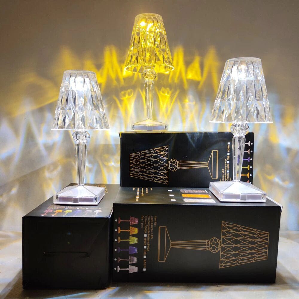 Lampada da Tavolo LED in Cristallo | Design Elegante a Diamante
