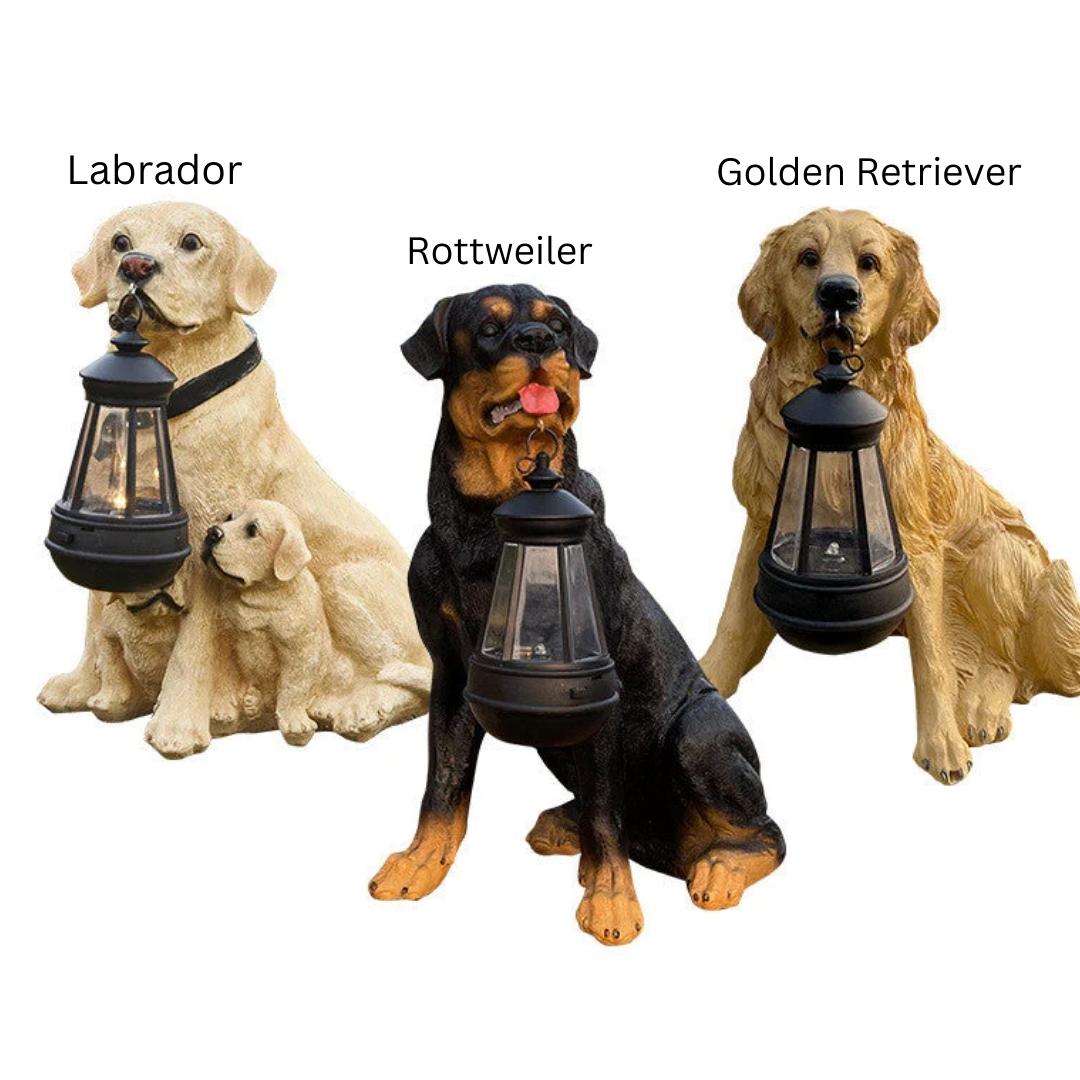 Statua di cane con illuminazione solare a LED - lumipup