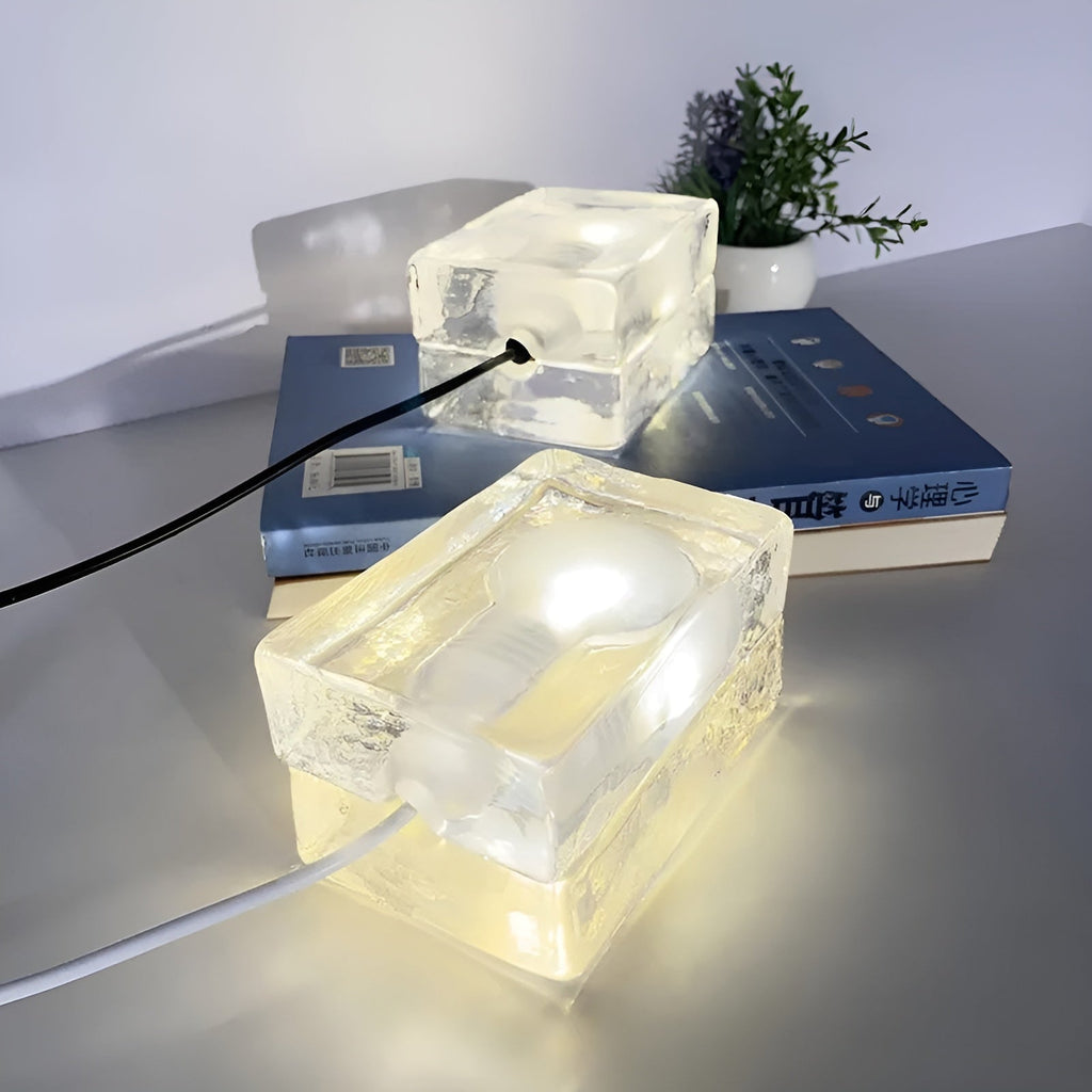 IceLuxe Light – Lampada in vetro LED a cubetti di ghiaccio minimalista