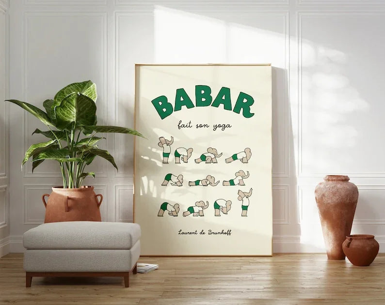 Babar Wall fa il suo yoga Wall Art di Jean de Brunhoff