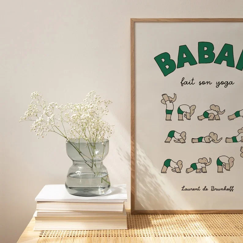 Babar Wall fa il suo yoga Wall Art di Jean de Brunhoff