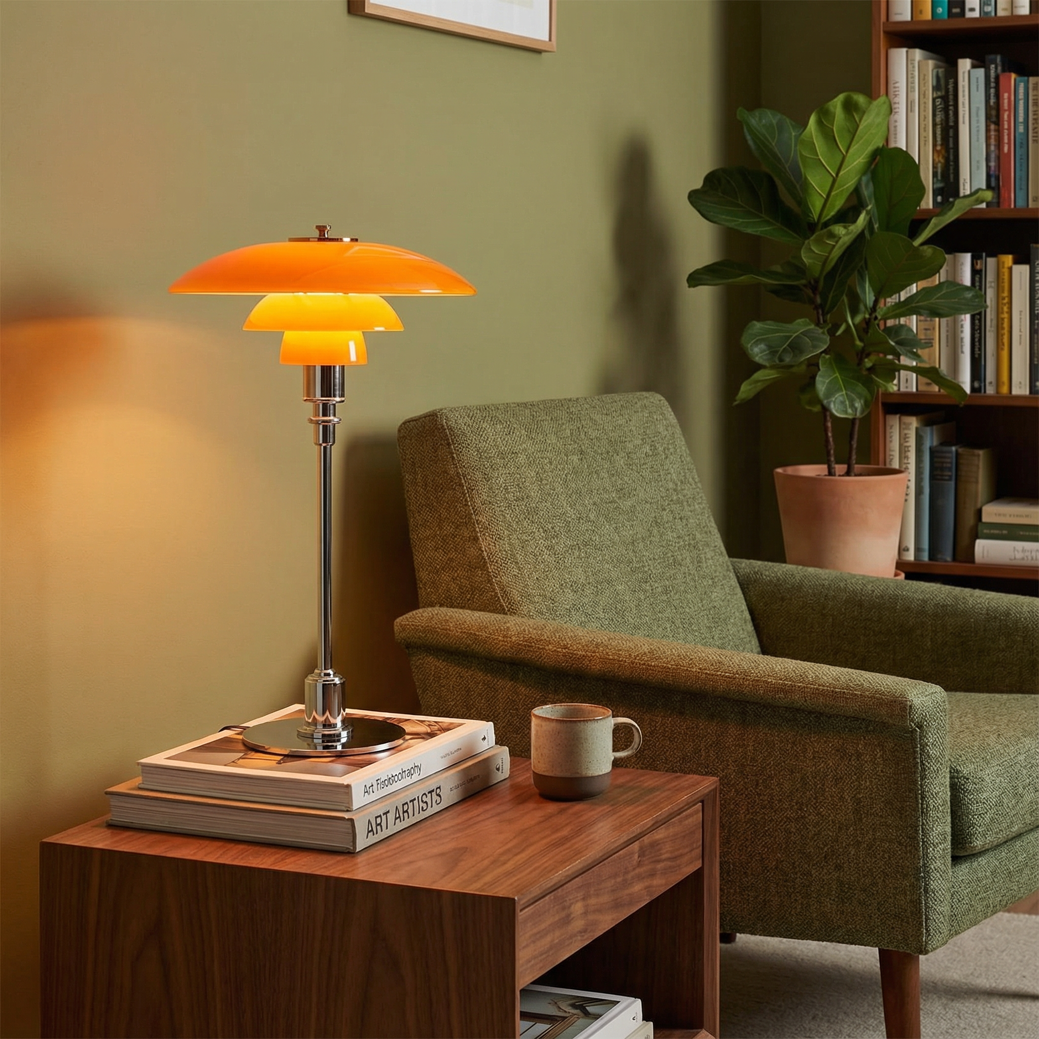 Lampada da Tavolo con Paralume in Vetro Vintage Danese