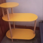 Tavolino Moderno Minimalista Rotondo Ovale in Legno Massello a 3 Ripiani per Soggiorno