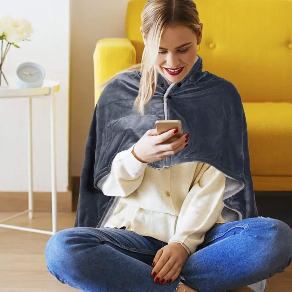Coperte Elettriche con Fleece – Coperta Portatile Riscaldata e Poncho