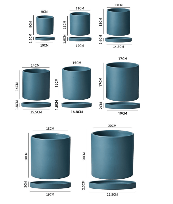 POTERIE – Vaso da fiori moderno in ceramica con piattino