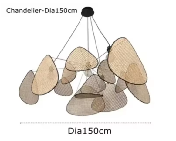 Lampadario in rattan e bambù dal design moderno