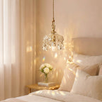 Lampada a Sospensione Vintage in Rame con Cristalli