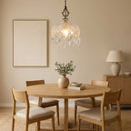 Lampada a Sospensione Vintage in Rame con Cristalli