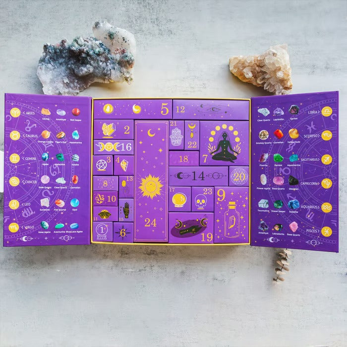 Calendario dell'Avvento di Cristalli di Halloween 31 Giorni – Collezione di Pietre Naturali