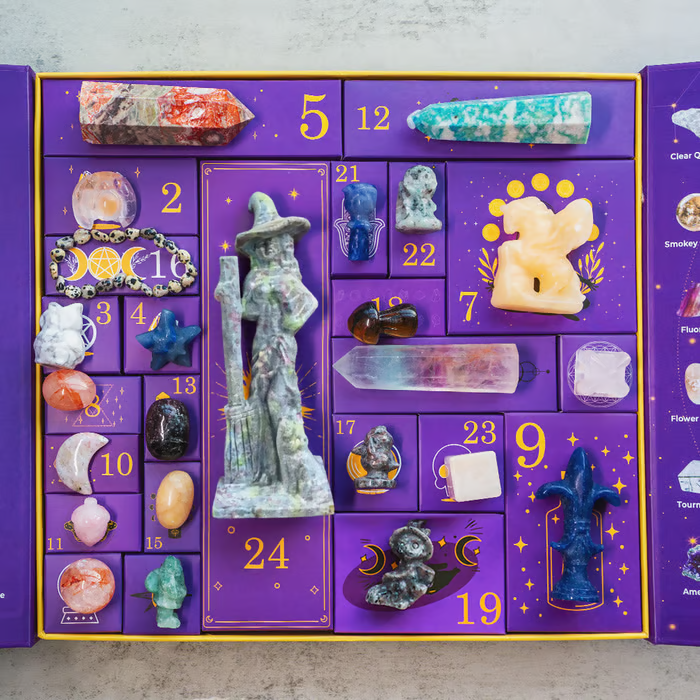 Calendario dell'Avvento di Cristalli di Halloween 31 Giorni – Collezione di Pietre Naturali