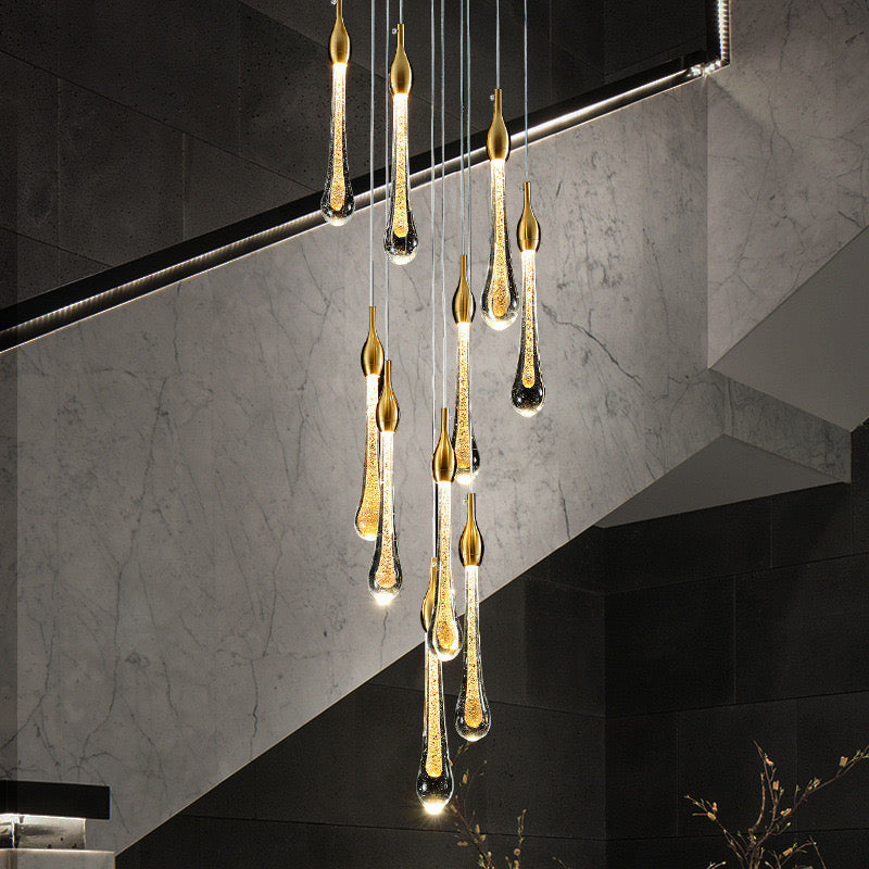 Lampadario Moderno a Goccia in Cristallo Valentina, Oro