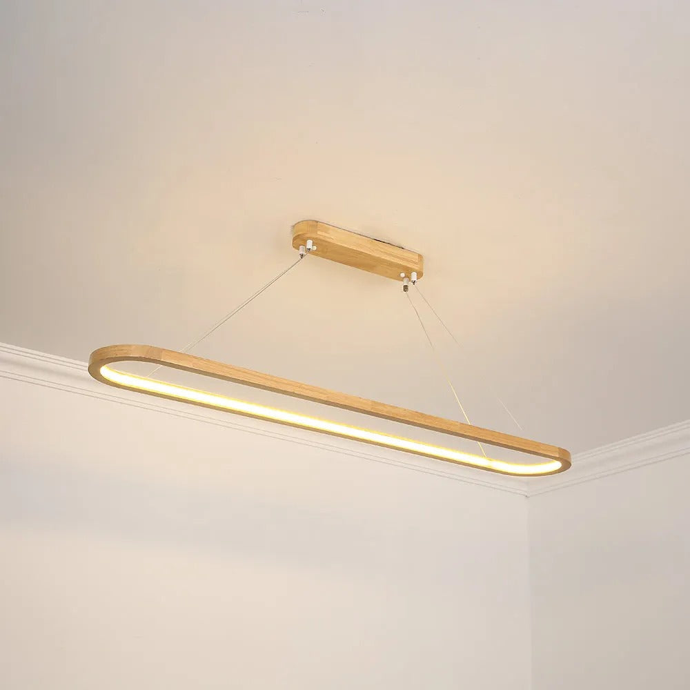 Lampada a sospensione ovale in legno contemporanea Veon