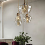 Lampadario di Giugno in Vetro, Trasparente/Ambrato a Forma di Diamante