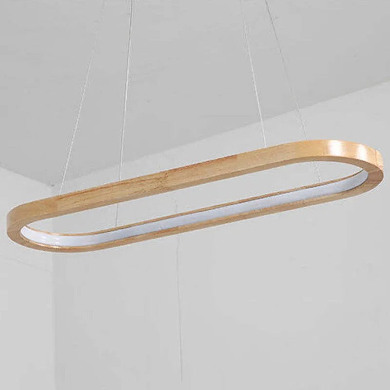 Lampada a sospensione ovale in legno contemporanea Veon