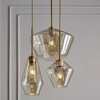 Lampadario di Giugno in Vetro, Trasparente/Ambrato a Forma di Diamante