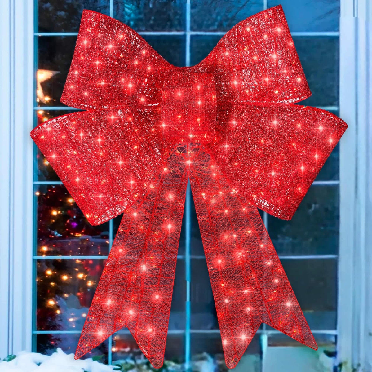 Fiocco di Natale LED con Illuminazione – 8 Modalità di Luce e Timer per Interni ed Esterni