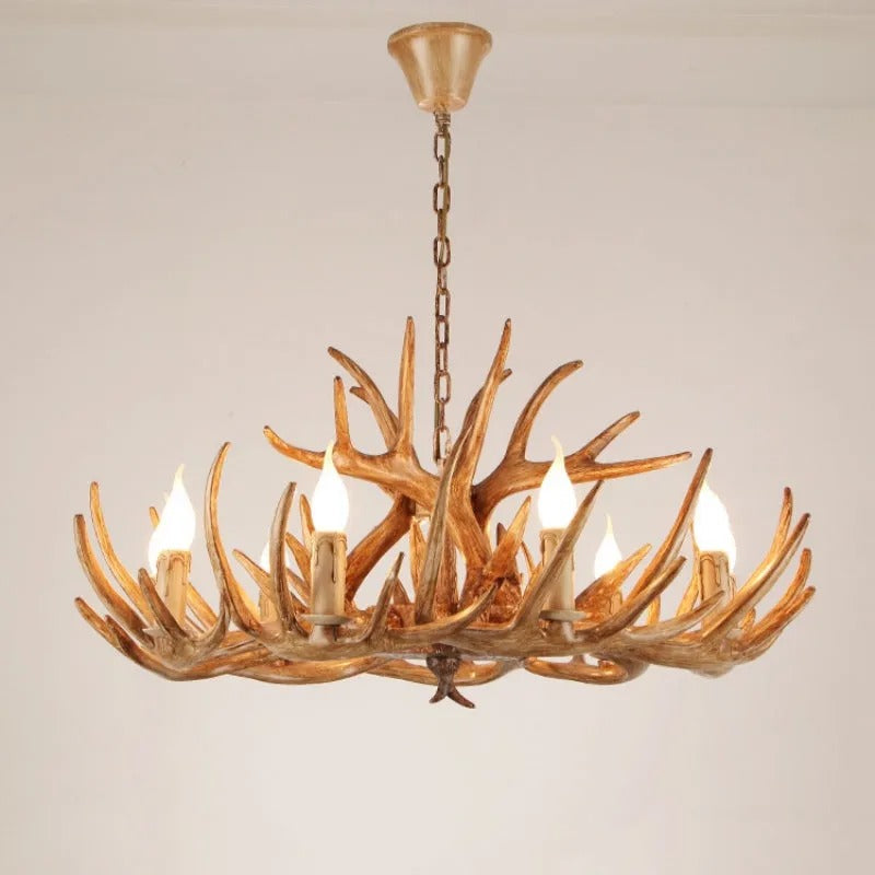 Lampadario in Resina con Corna di Cervo Retro Epoch per Soggiorno