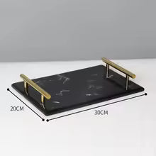 DECORVA – Elegante Vassoio in Marmo Nero per Decorazioni di Lusso per Bagno