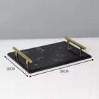 DECORVA – Elegante Vassoio in Marmo Nero per Decorazioni di Lusso per Bagno