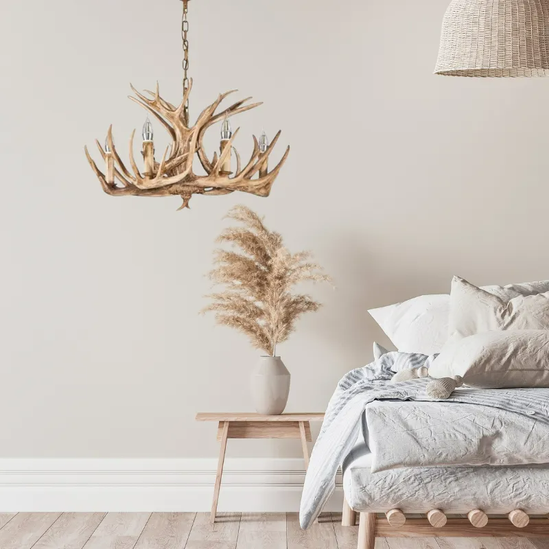 Lampadario in Resina con Corna di Cervo Retro Epoch per Soggiorno