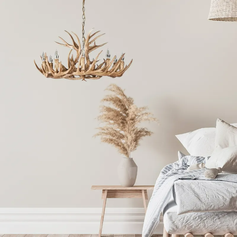 Lampadario in Resina con Corna di Cervo Retro Epoch per Soggiorno