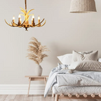 Lampadario in Resina con Corna di Cervo Retro Epoch per Soggiorno