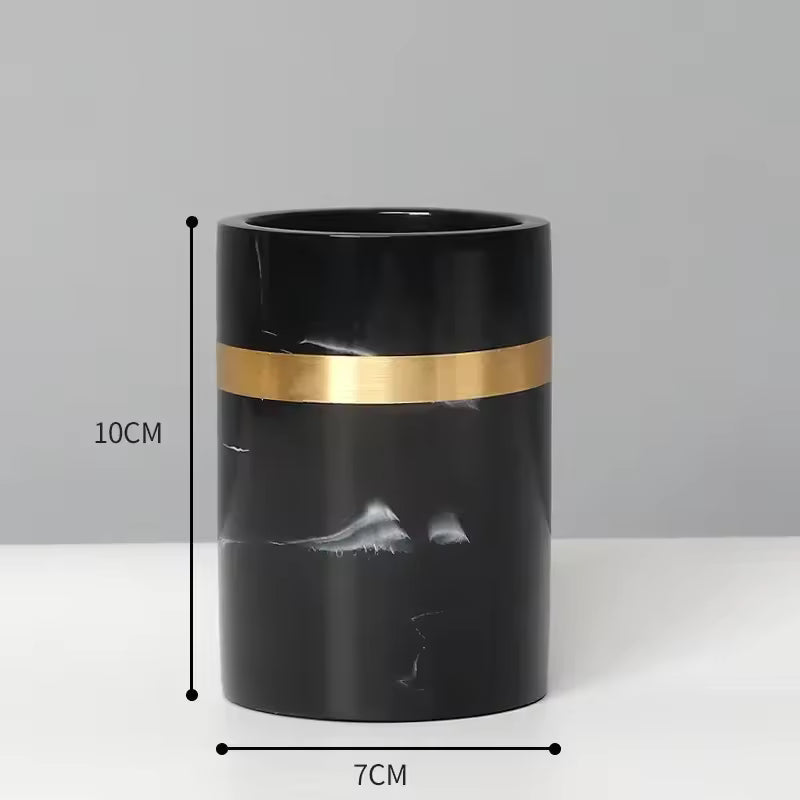 DECORVA – Elegante Vassoio in Marmo Nero per Decorazioni di Lusso per Bagno