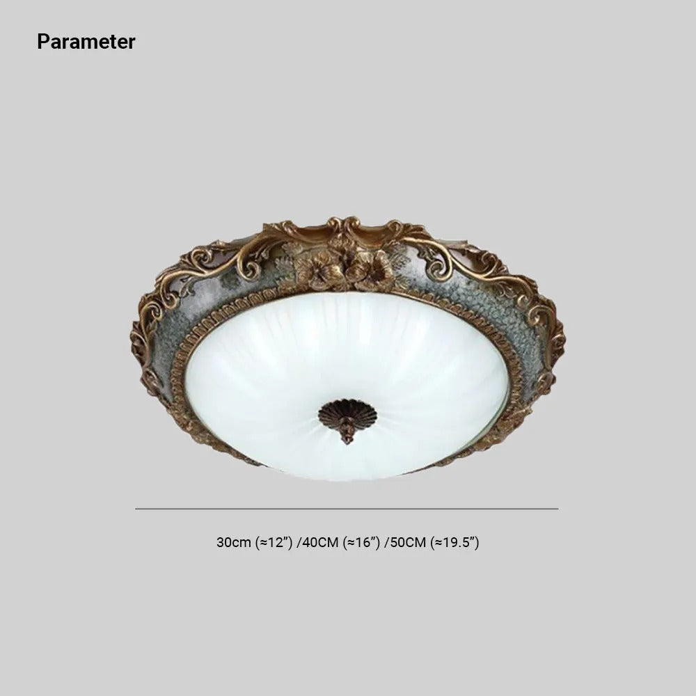 Lampada da soffitto Tiffany a montaggio a filo, Ottone/Resina