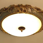 Lampada da soffitto Tiffany a montaggio a filo, Ottone/Resina