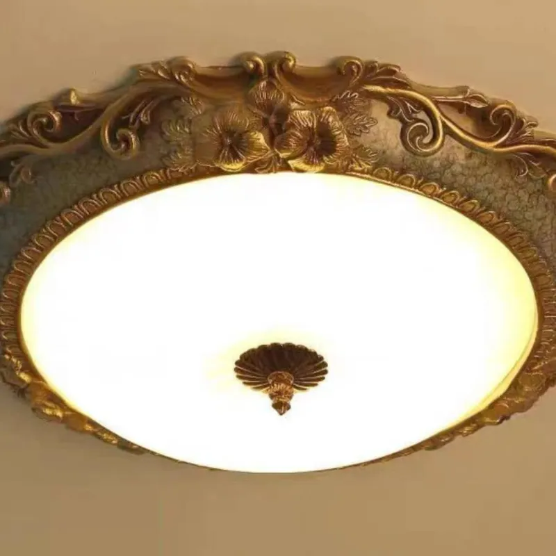 Lampada da soffitto Tiffany a montaggio a filo, Ottone/Resina