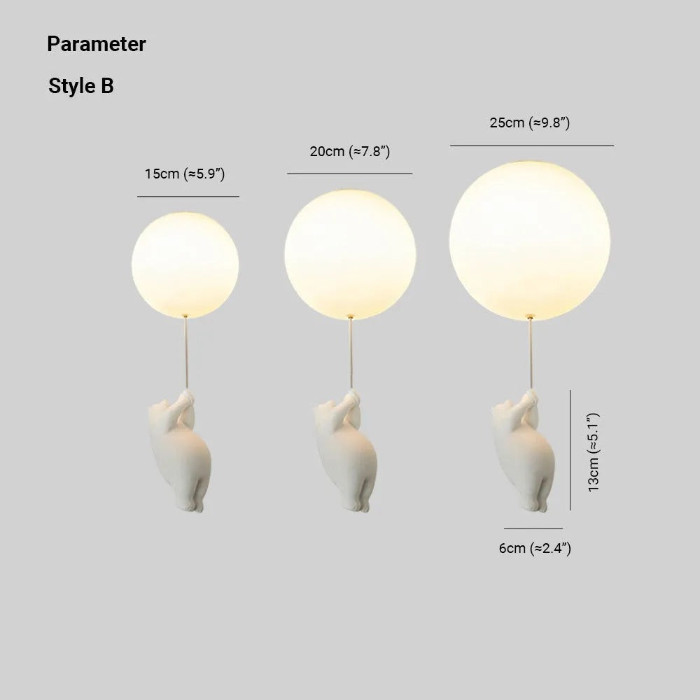 Lampada da soffitto / sospensione a forma di orso con palloncino